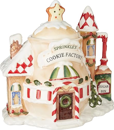 Cosmos Gifts - Tarro de cerámica para galletas de Santa's Village, 11-34 pulgadas