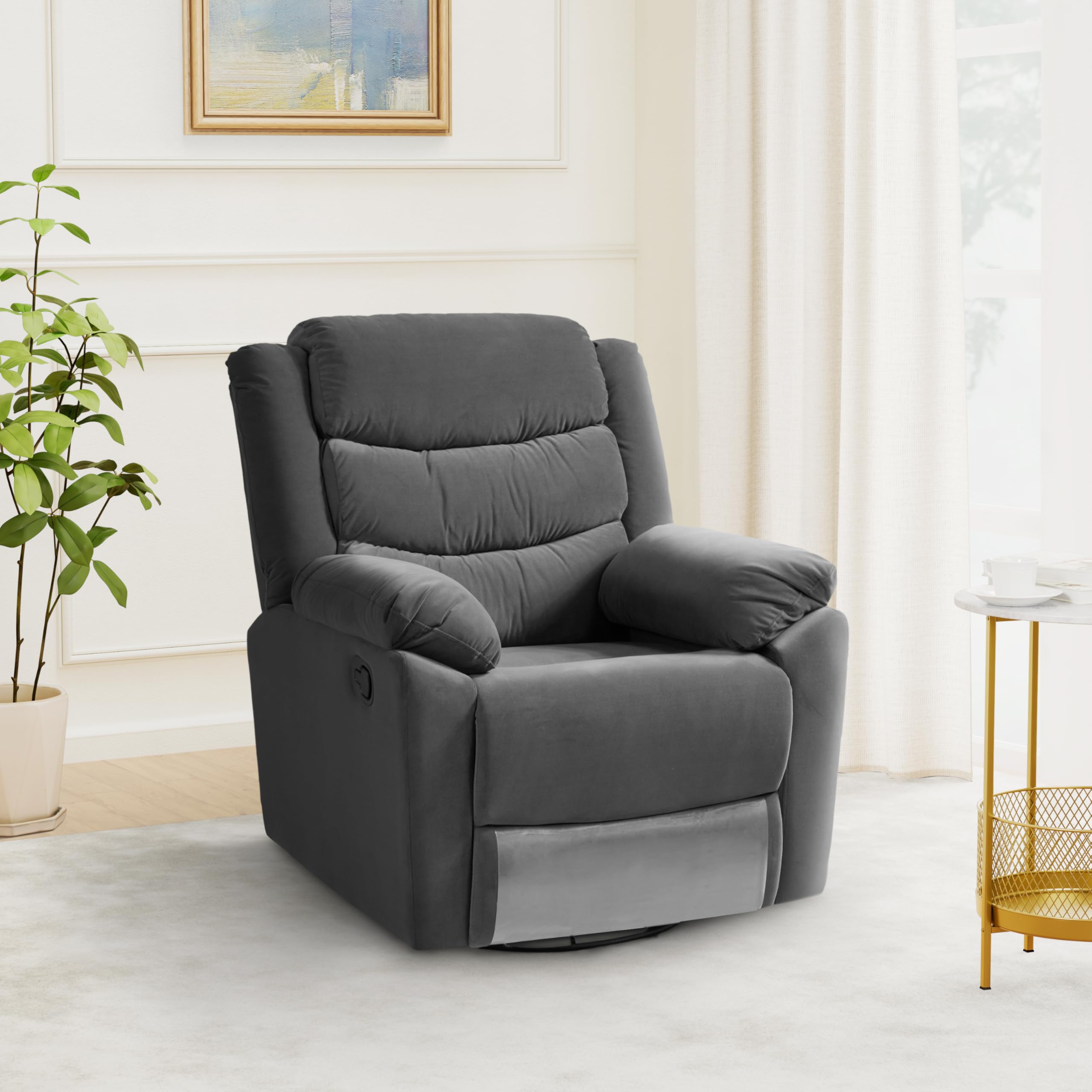 Amazon Brand - Solimo Sudbury 1 Seater Fabric Rocking & Revolving Manual Recliner (Grey) (B0D3HYSWNP) Amazon Price History, Amazon Price Tracker