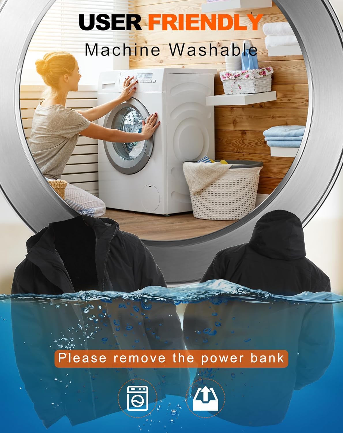 Smilodon Men's Heated Jacket, Lightweight Soft shell Electric Heating Coat Battery 7.4 V 5-Zone Winter Jacket with Hood - Image 8