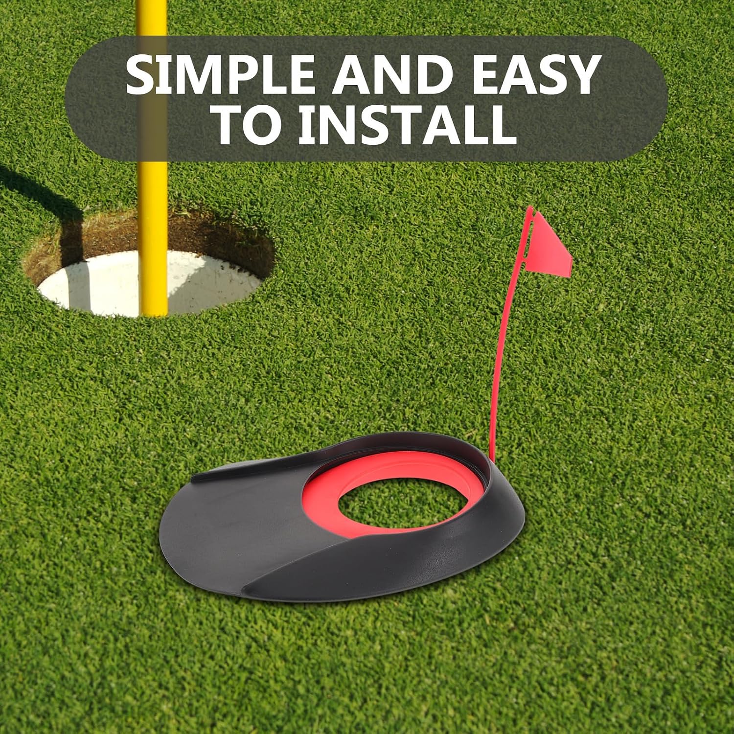 GARVALON Golf Putting Cup and Flag Practice Hole Plastic Golf Hole Training Putter with Cup for Indoor and Outdoor Putting Training