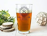 Vista 2 de PREZZY Vaso de cerveza con letra S con inicial vintage, vasos para beber con nombre del alfabeto A-Z, taza de cerveza de 16 onzas, regalos