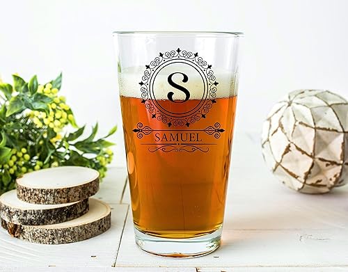Miniatura 2 de PREZZY Vaso de cerveza con letra S con inicial vintage, vasos para beber con nombre del alfabeto A-Z, taza de cerveza de 16 onzas, regalos