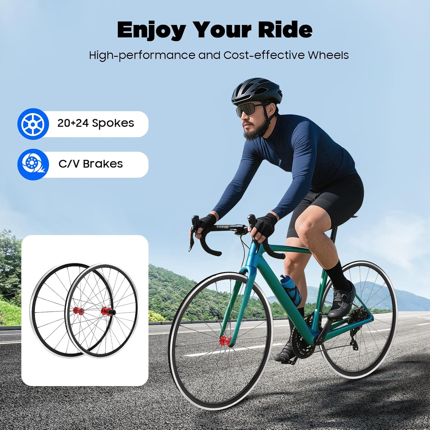 700C Wheelset Road Bike Front Rear Bicycle Wheel Set Ultra-Light Aluminium Alloy Front Rear Bike Wheels,for 7/8/9/10/11 Speed Wheelset,Rims Height 30mm C/V Brake