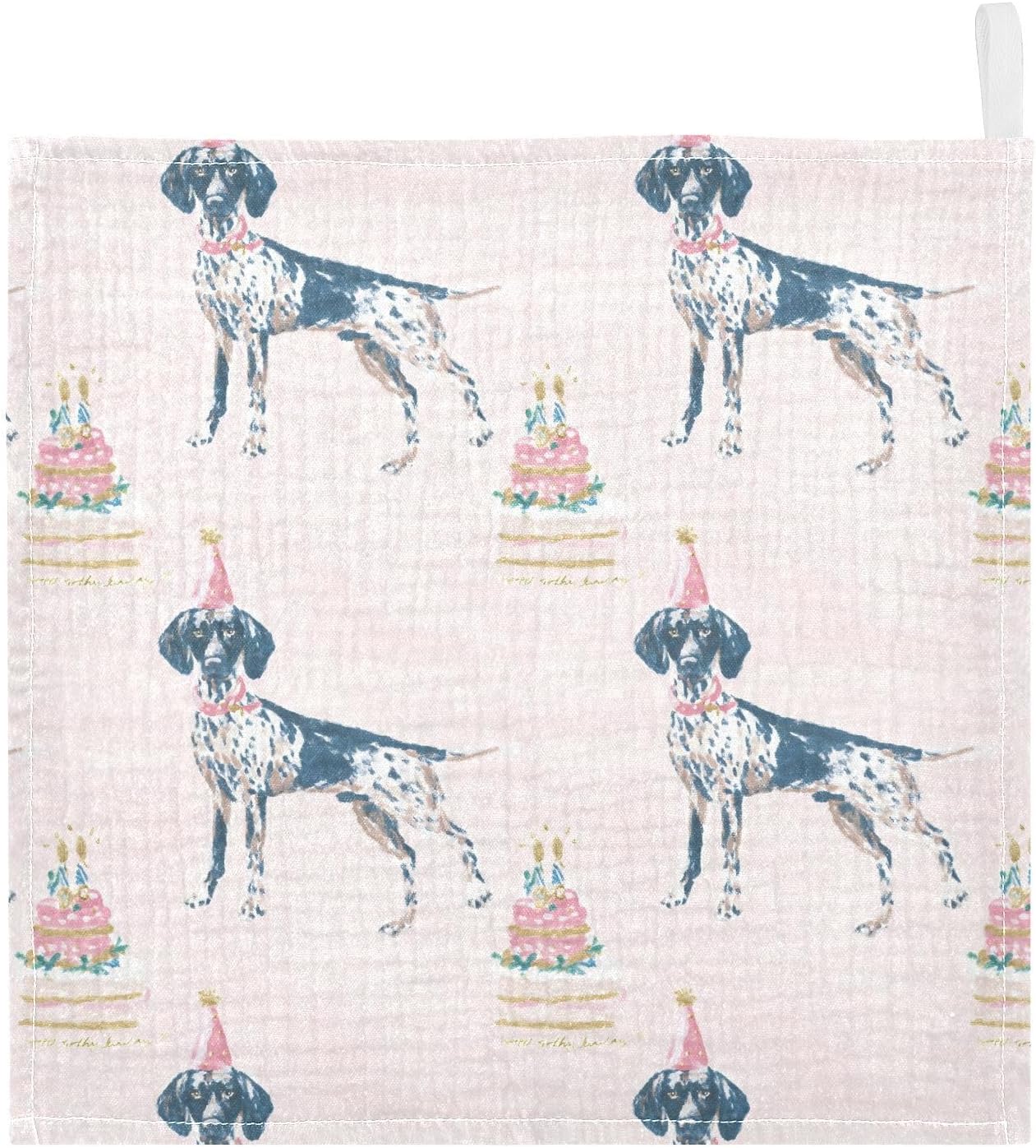vvfelixl Baby Muslin Washcloths Spotted Dog in Party Baby Burp Cloths Cotton Babys Face Towel for Infants Soft 11.8 X 11.8 in, 3 Pack