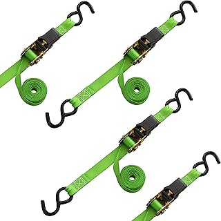 SmartStraps 14’ Padded Ratchet Tie Down, 4 Pack — Standard Duty Tie-Down Straps — 1,500lb Break Strength, 500lb Safe Work ...
