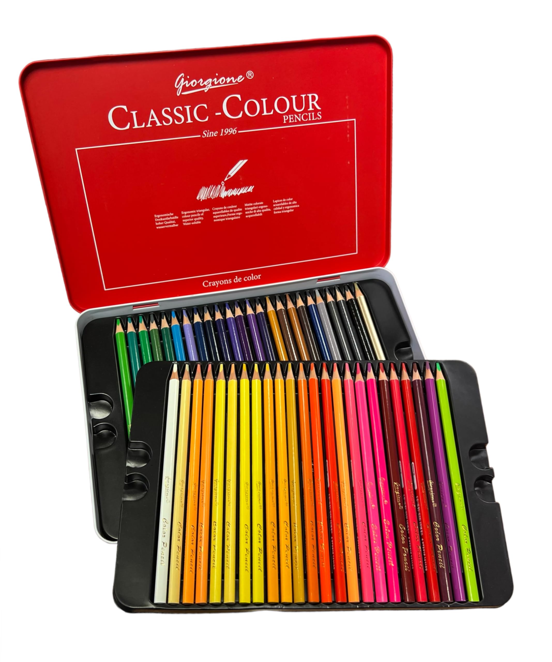 just4baby Oil Based Coloured Pencils Professional, Beginner Artist, Student, Adult, Children Craft Painting Drawing Sketching Red Tin Box Assorted colours (48)