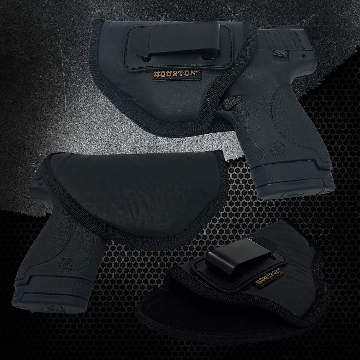 IWB Gun Holster by Houston - ECO Leather Concealment Inside The Waistband with Metal Clip FITS Glock 26/27/33, M&P Shield, XDS, Taurus 709, Taurus Pro C, Walther P22, Beretta Nano, SCCY Sky, LC9