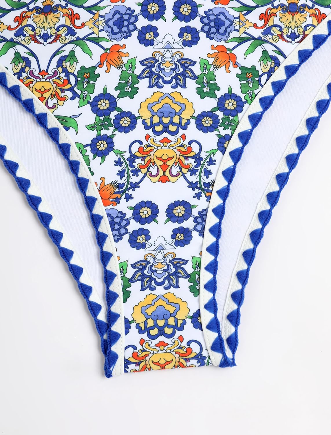 ZAFUL Women's Bikini Set Criss Cross Back Two Piece Swimsuits Scoop Neck Splicing Lace Up Textured Bathing Suits - Image 6