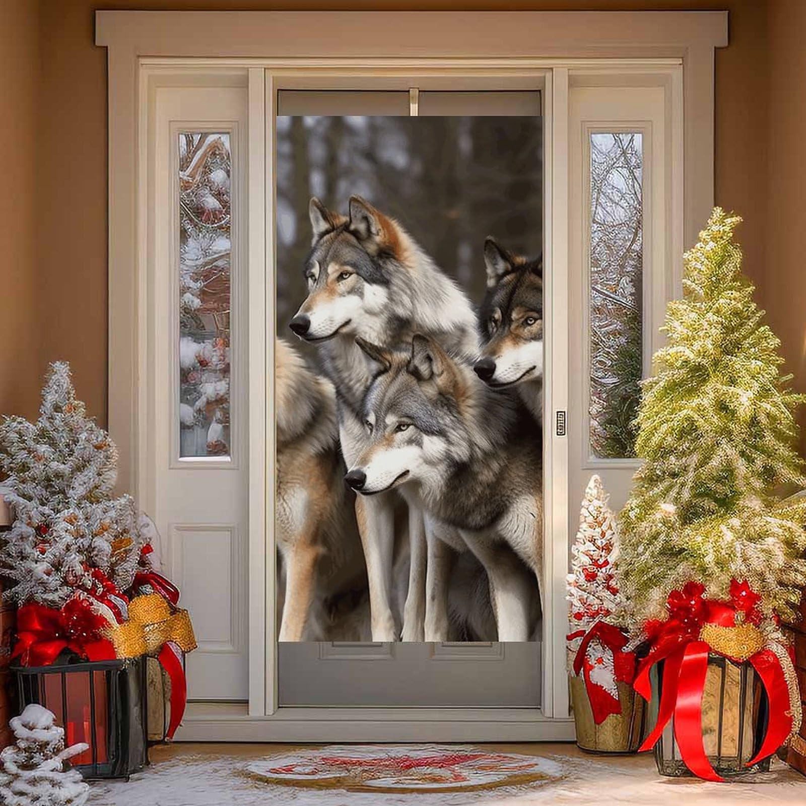 NTVOWPZO Different Colored Wolves Door Curtains for Doorway Privacy Dividers Door Banner Blackout Curtains Fabric Door Window Curtain for Home Bedroom Kitchen Decor 35.4x70.9 in Decorative Banner