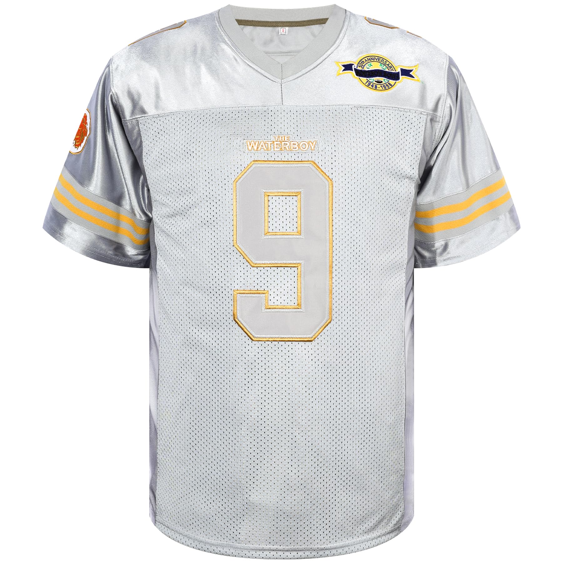 Phoneutrix Bobby Boucher #9 The Waterboy Adam Sandler Movie Mud Dogs Bourbon Bowl Football Jersey, Grey, S