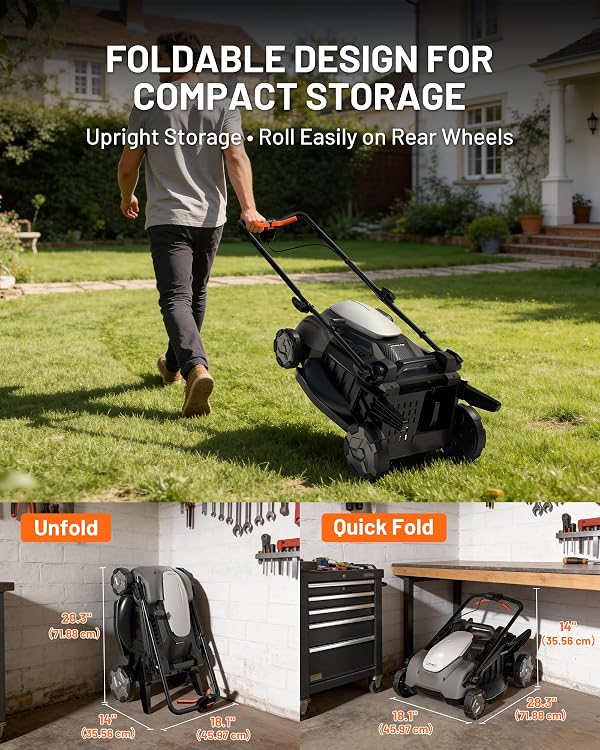 Litheli 40V 18" Cordless Lawn Mower with Brushless Motor, Electric Mower Battery Powered(2 x 5.0Ah Batteries), 2-in-1 Mulching & Bagging by LiTHELi - Image 6