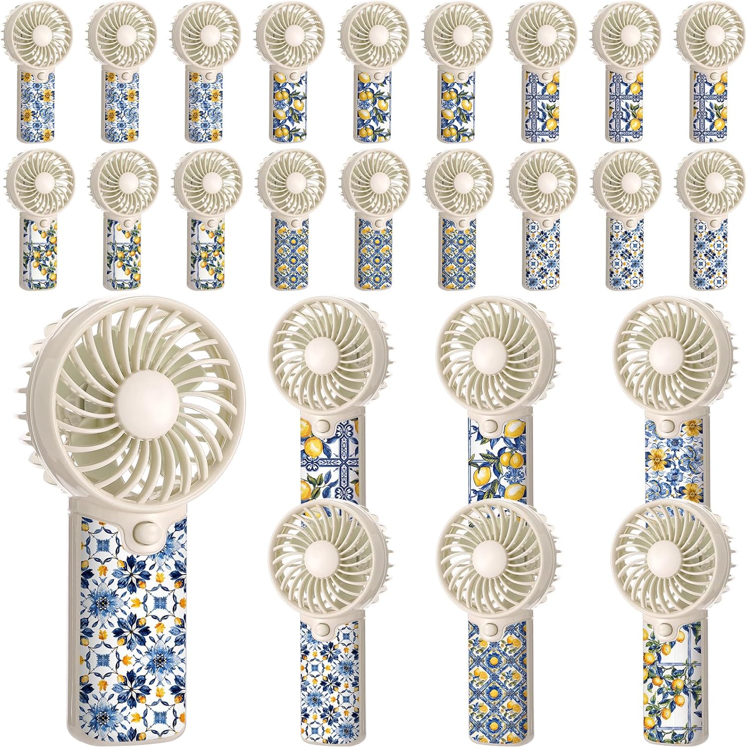 Gerrii 24 Pcs Tea Party Favors Mini Handheld Fans for Guests, Battery Operated Portable Fan Bulk, Floral Wedding Favors for Guests Bridal Shower Garden Party Bridesmaid Gifts