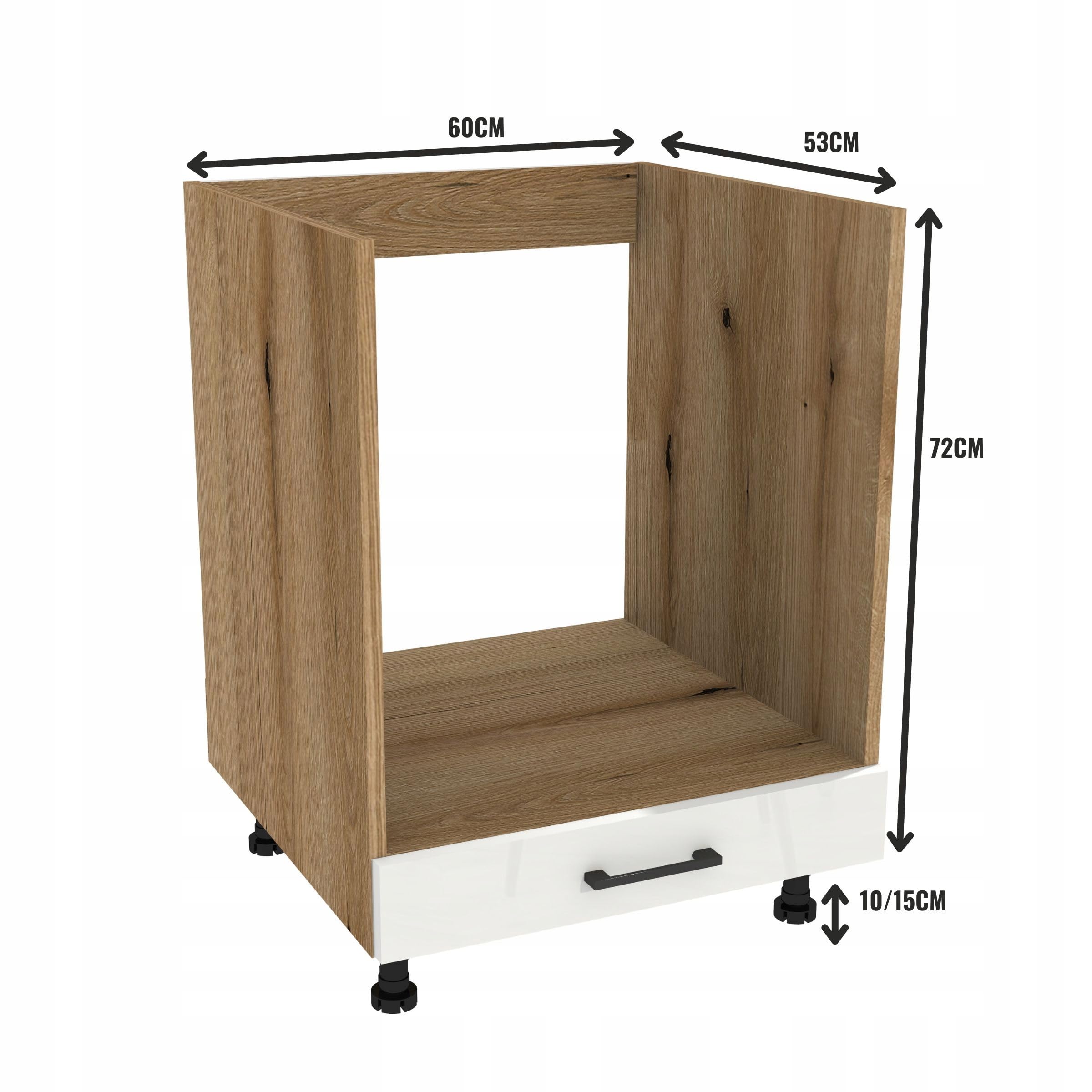 Capri Backofenschrank Unterschrank Küche 60×82×52,8 cm für Einbau-Backofen - Küchenschrank modern & stabil mit Tür - Soft-Close Scharniere - Eiche Evoke, Front Weiß matt