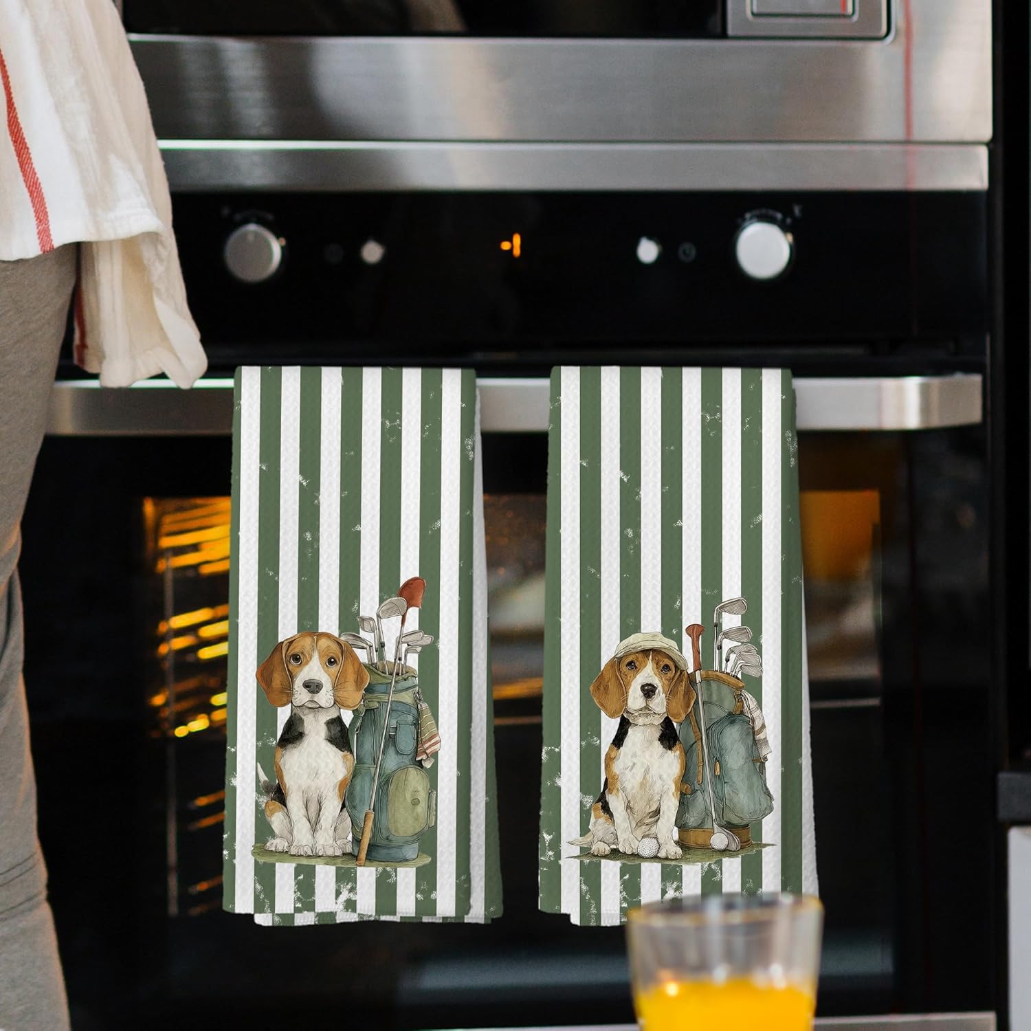 Beagle Golfing Kitchen Towels Set of 2, Dog Gifts for Golf Lovers, Funny Kitchen Stuff, Sports Gifts, Beagle Decorative Tea Towels Dish Towel, 16x24 Inch - Image 2