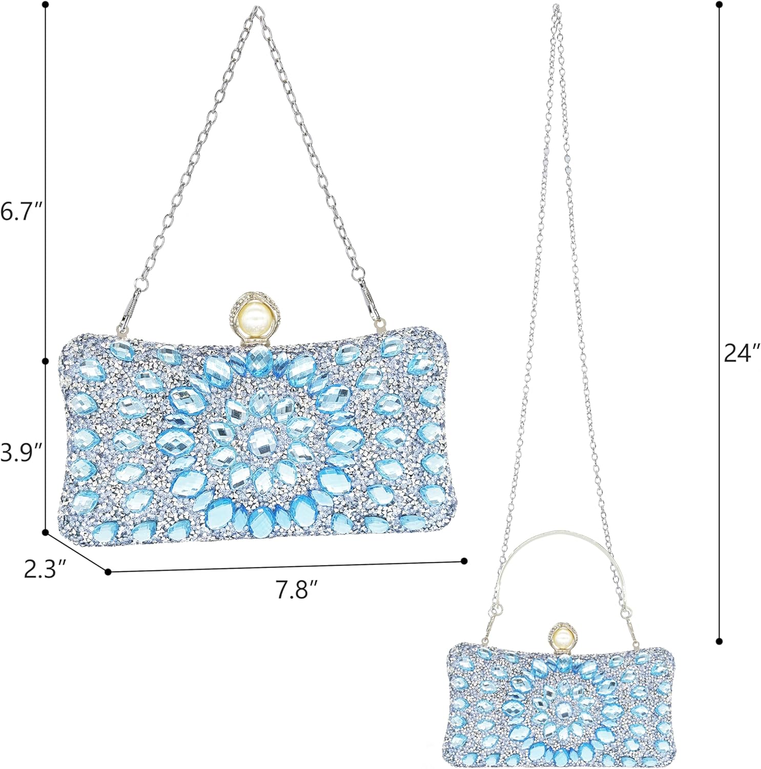 Rhinestone Clutch Purses for Women Evening Wedding Formal - Pearl Clasp Handbag Crystal Gemstone Bag for Party Prom - Image 3