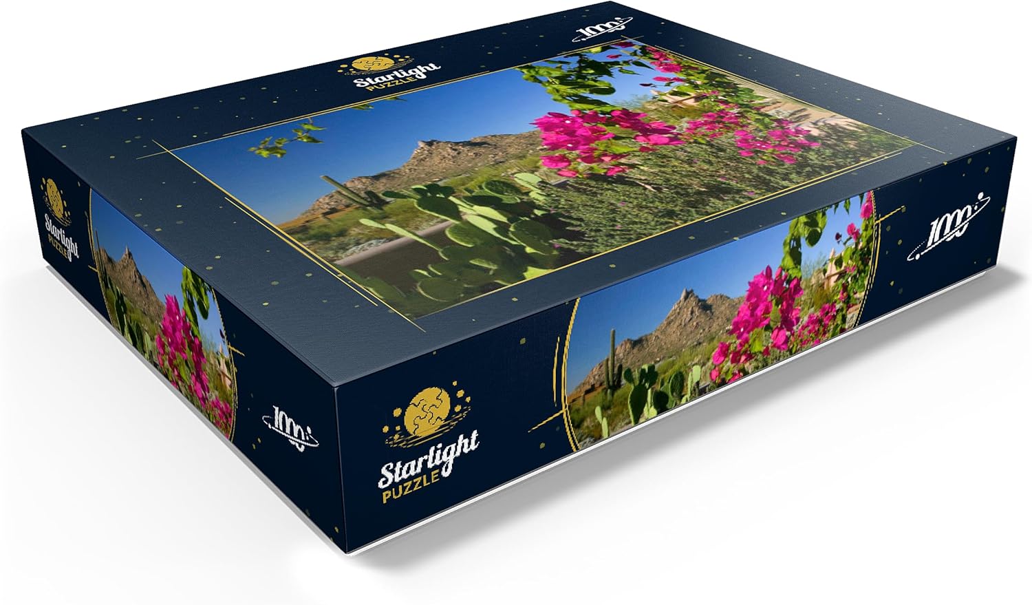 MyPuzzle Bougainvillea with Pinnacle Peak, Scottsdale, Arizona, USA - Premium 1000 Piece Jigsaw Puzzle for Adults