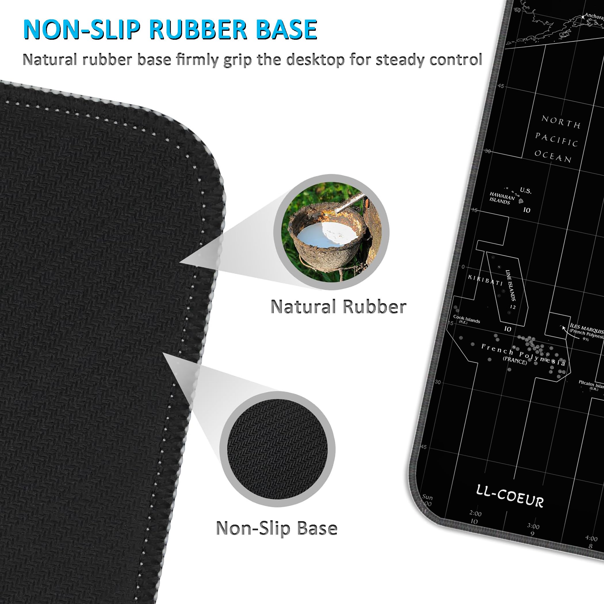 LL-COEUR XXL Gaming Alfombrilla de Ratón Computer Escritorio Mapa del Mundo Mouse Pad (1200 x 500 x 2 mm)