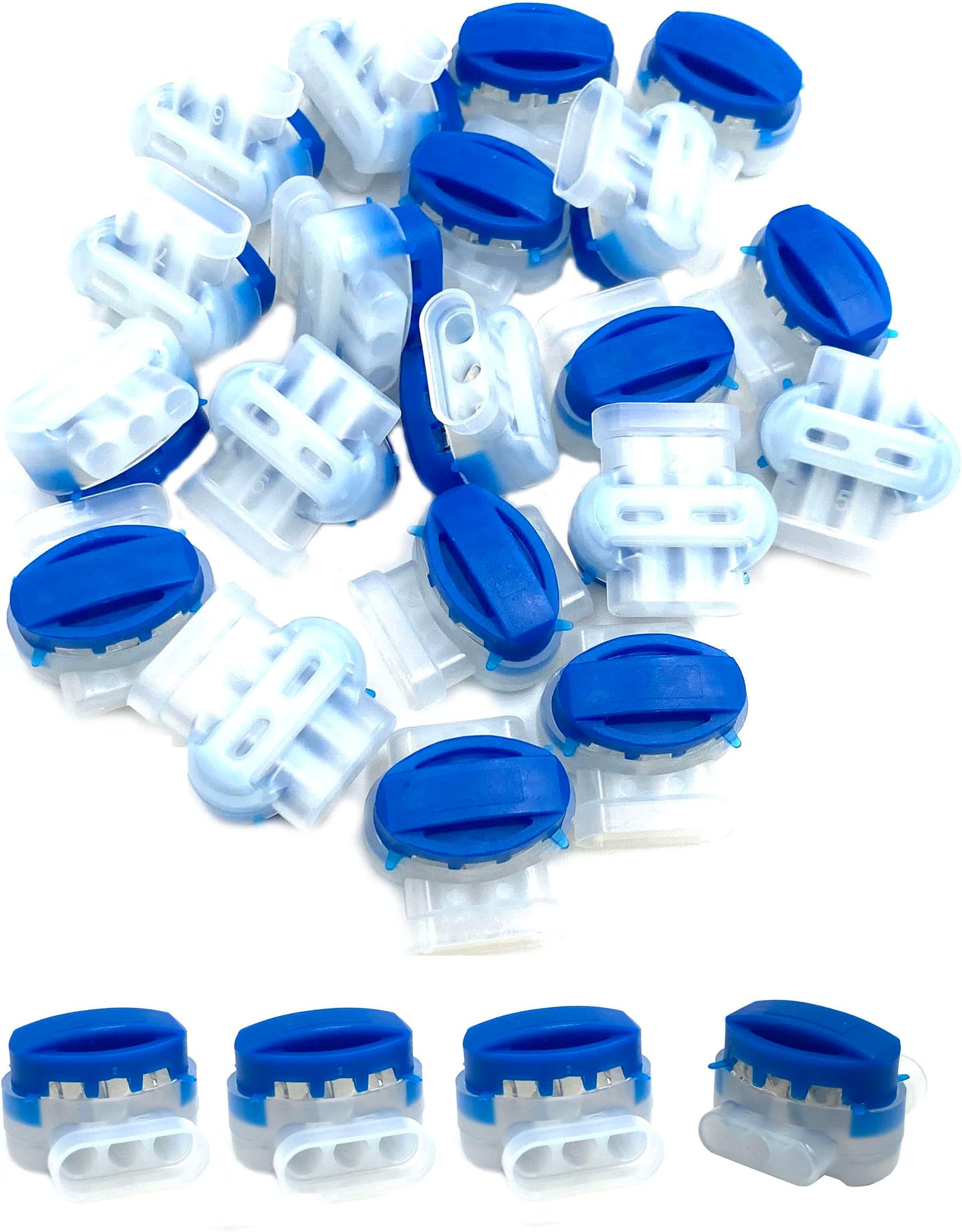 30Pcs 3 Way Wire Connectors,Waterproof Electrical 314-BOX Self-Stripping Pigtail Connectors for 22-14 AWG Cables