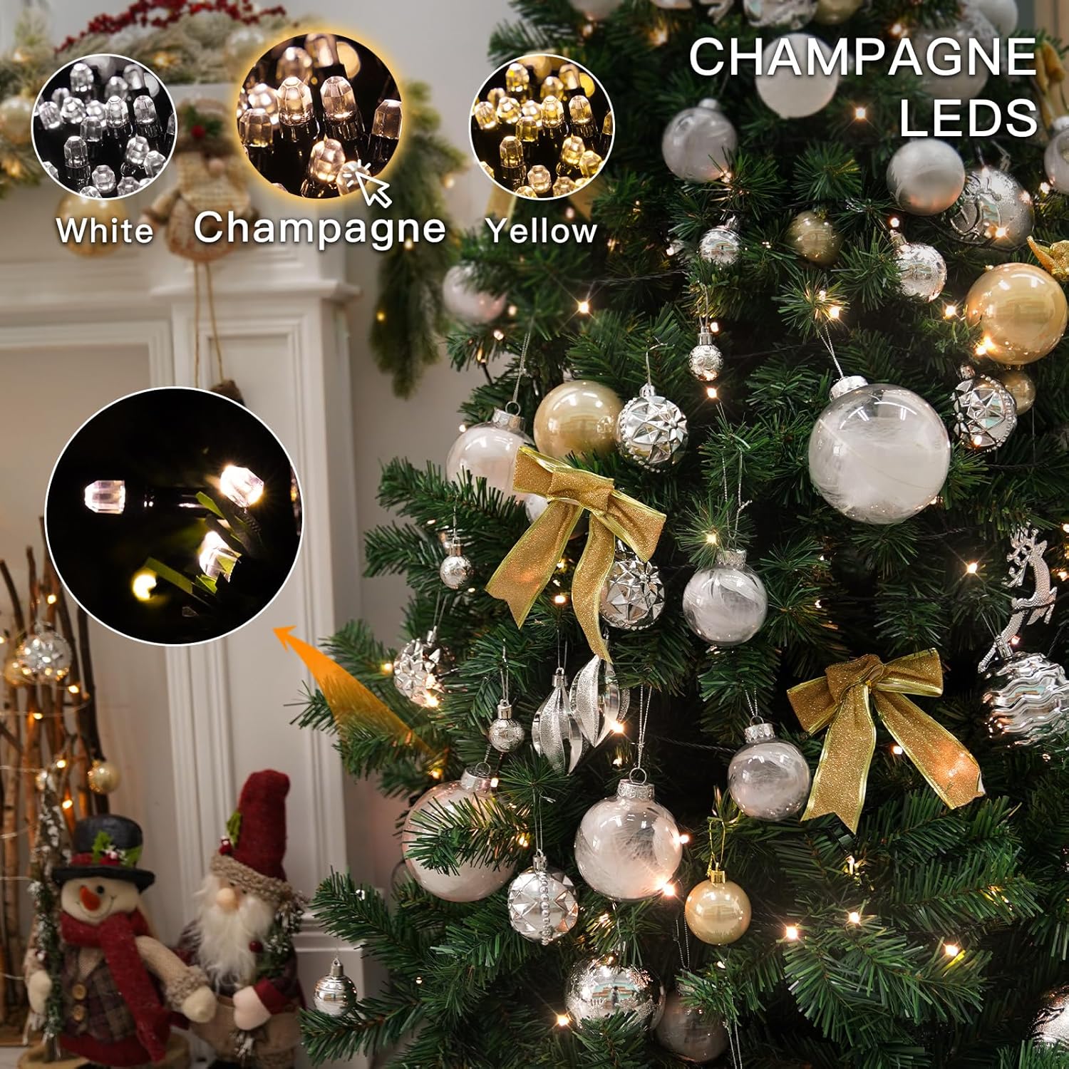 suddus Christmas Tree Lights Indoor, 66ft 200led Connectable Tree Lights with 8 Modes, Twinkle Lights for Christmas Tree, Backyard, Patio, Porch, House Decoration, Warm White