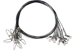 19.68in Fishing Leaders Line Steel Leaders Fishing Saltwater 125LB with Swivels Snaps