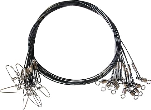 Fishing Leaders Line Steel Leaders Fishing Saltwater 125LB Fishing Leaders with Swivels and Snaps, 19.68in