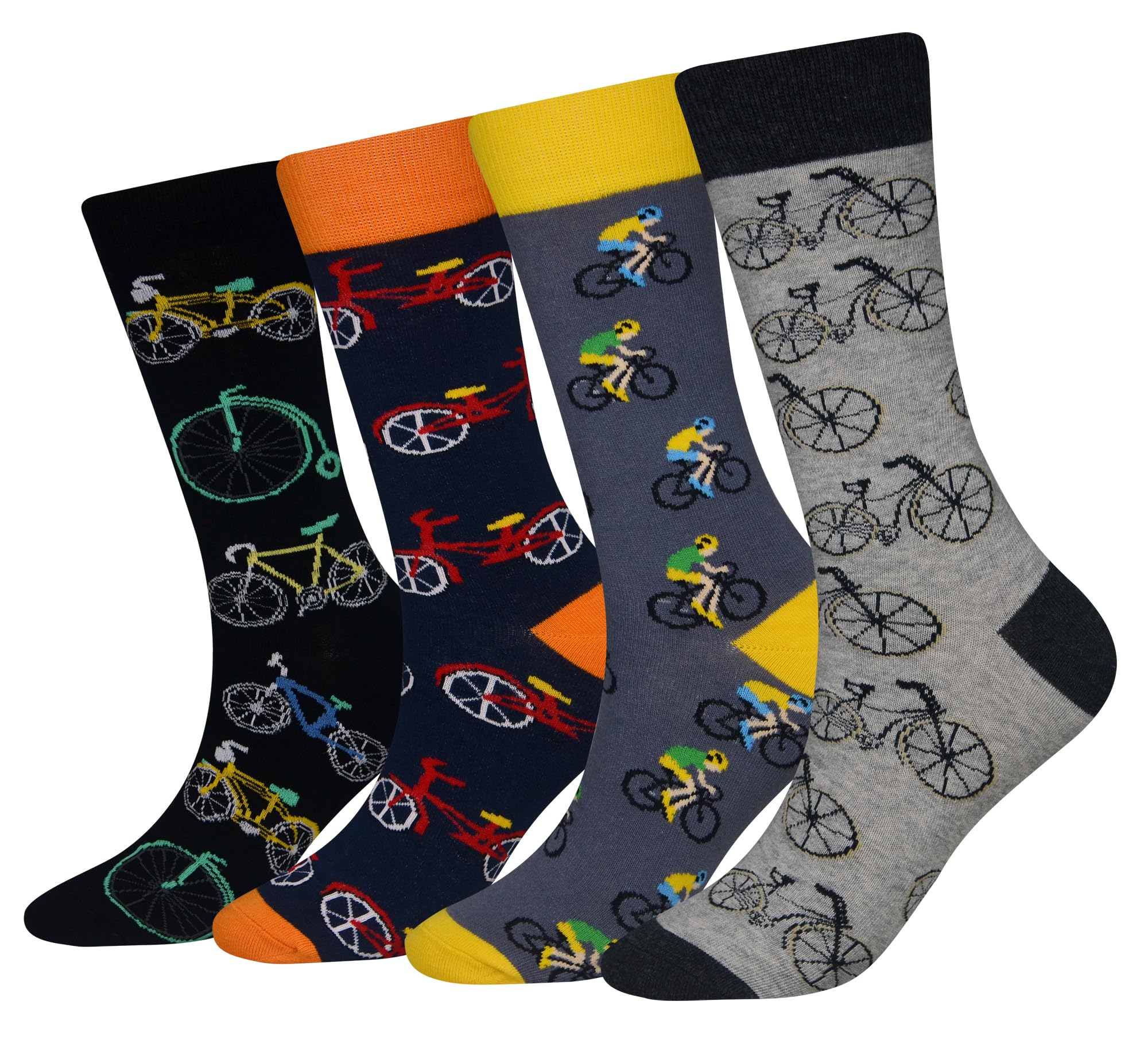 Cansok Men's Bicycle Bike Cycling Socks Gift Funky Novelty Dress Crew Socks (Bike - 4 pairs)