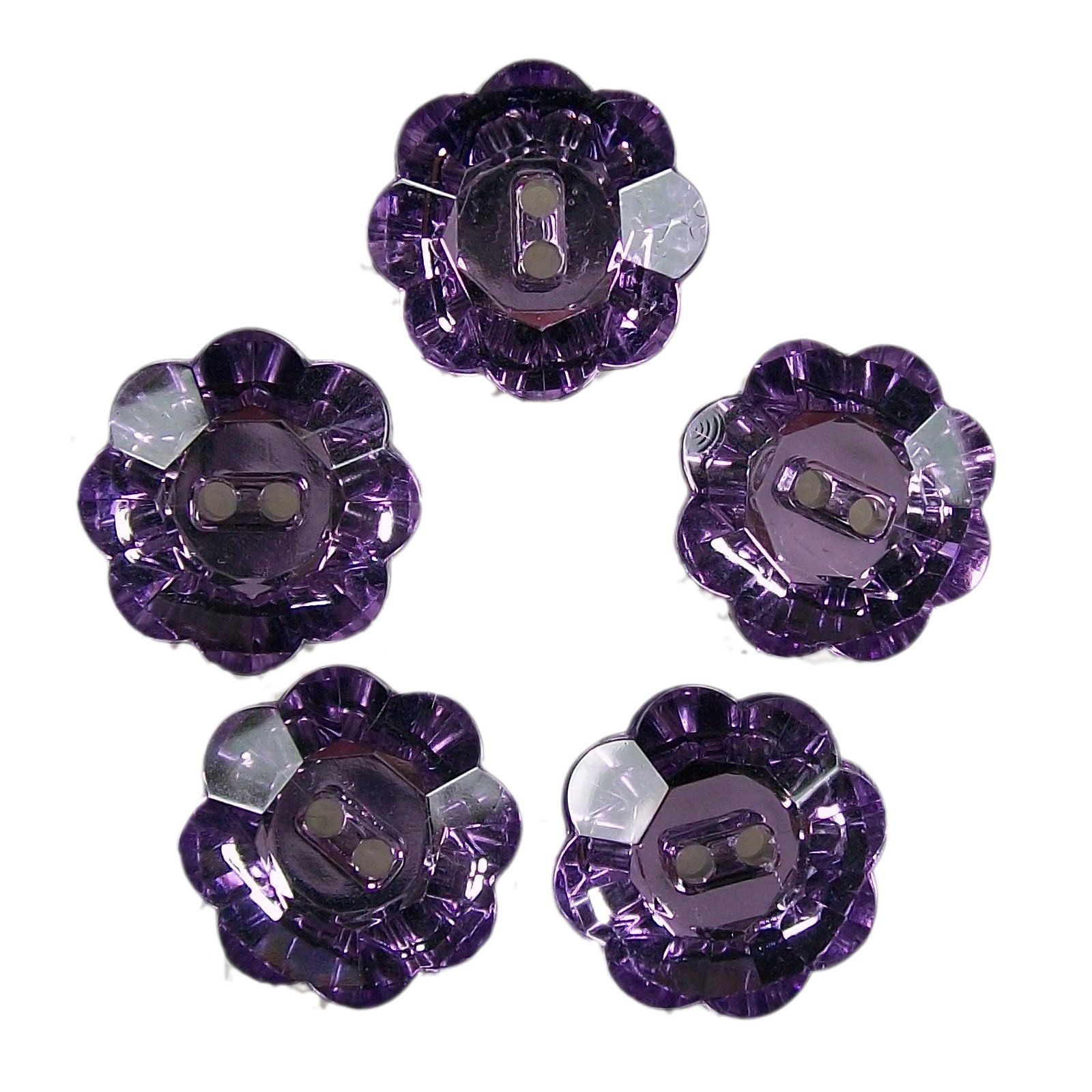 Acrylic Crystal Effect Flower Shape Buttons 10mm (Lilac, 5)