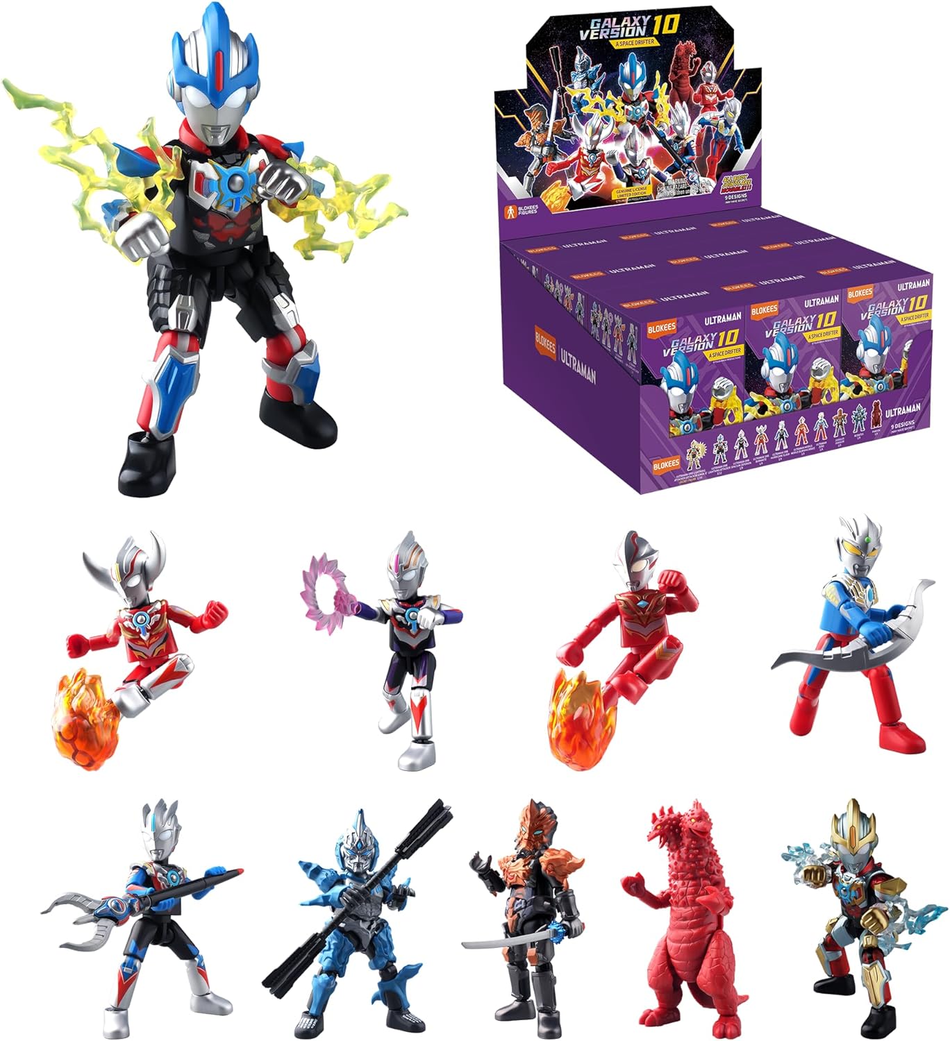 BLOKEES Ultraman | Galaxy Version 9pc PDQ Wave 10 | A Space Drifter | Model Kits | Ages 9+