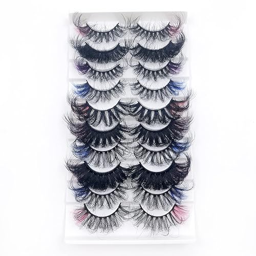Miniatura 2 de IFLOVEDEKD 10 pares de pestañas rusas de colores con 5 colores, 8 estilos de pestañas, mezcla de pestañas postizas largas y esponjosas, pestañas