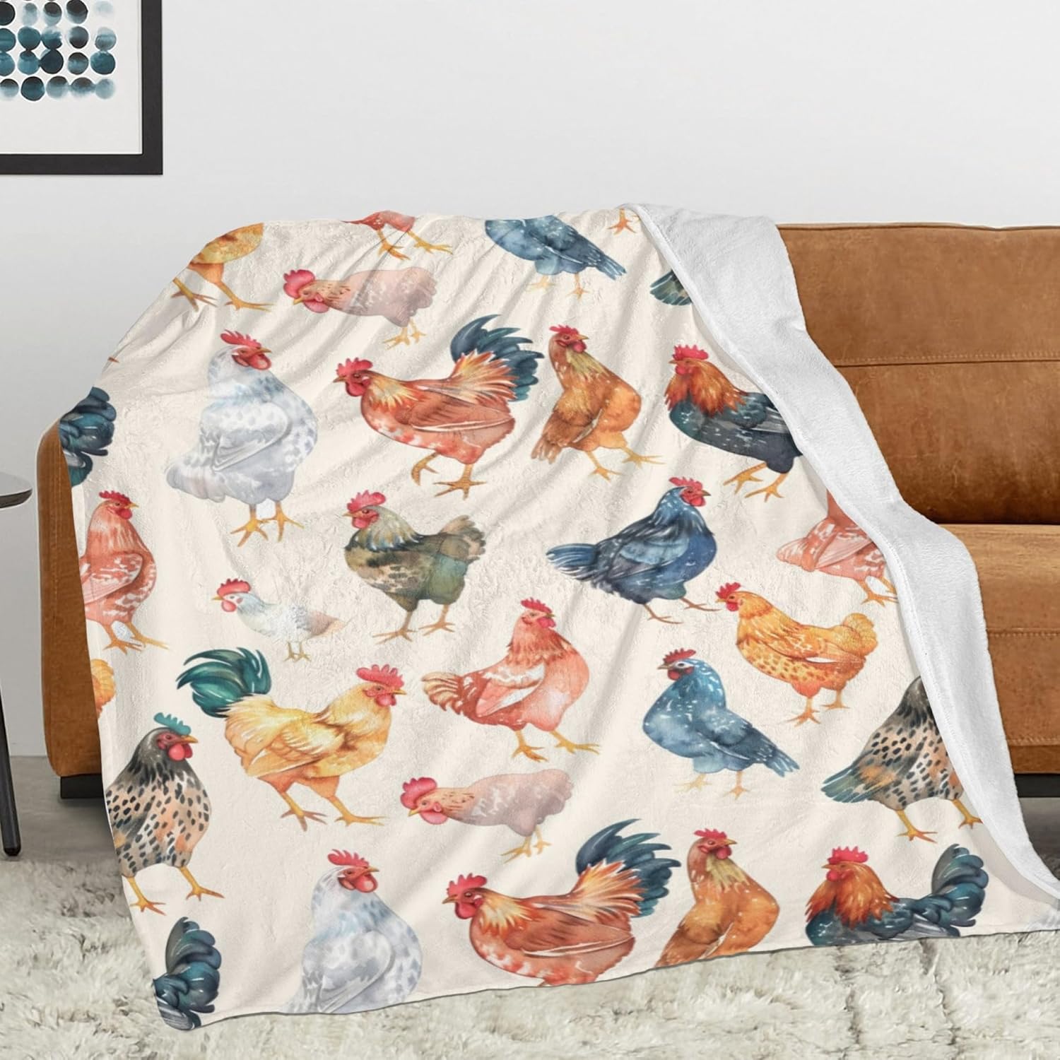 Chicken Blanket Gift Cute Animal Blanket Bed Throw Blanket Soft Lightweight Cozy Warm Blankets for Kids Teens Men Women (60"x50", Chicken)
