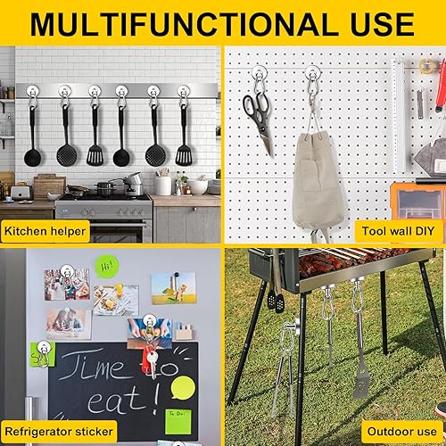 Miniatura 4 de DIYMAG Ganchos magnéticos, ganchos magnéticos de neodimio resistentes con mosquetón giratorio, ideales para tu refrigerador y otras superficies