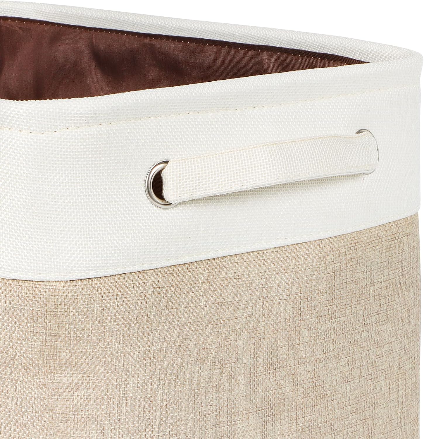 Kntiwiwo Foldable Storage Bin Collapsible Fabric Storage Basket Cube with Durable Handles Closet Organizer Bins for Organizing Shelves Drawers, Set of 3, 15" x 10" x 9.5", Beige