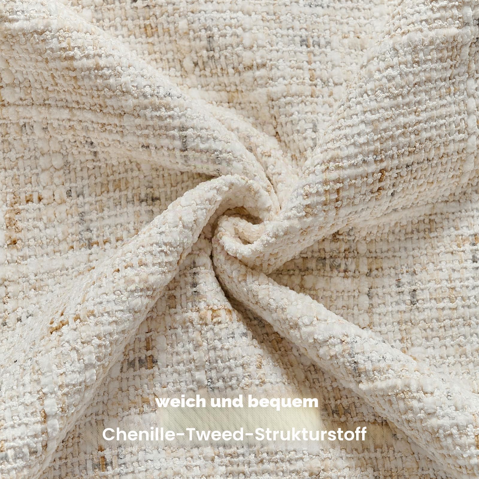 Ystyle 2er Set Kissenbezug 45x45 cm Chenille und Samt, Dekorative Kissenhülle Textur Spritzgefärbt und Herz-Reißverschluss, Modern Edel Kissenbezüge für Sofa Couch Bett Wohnzimmer Deko, Creme