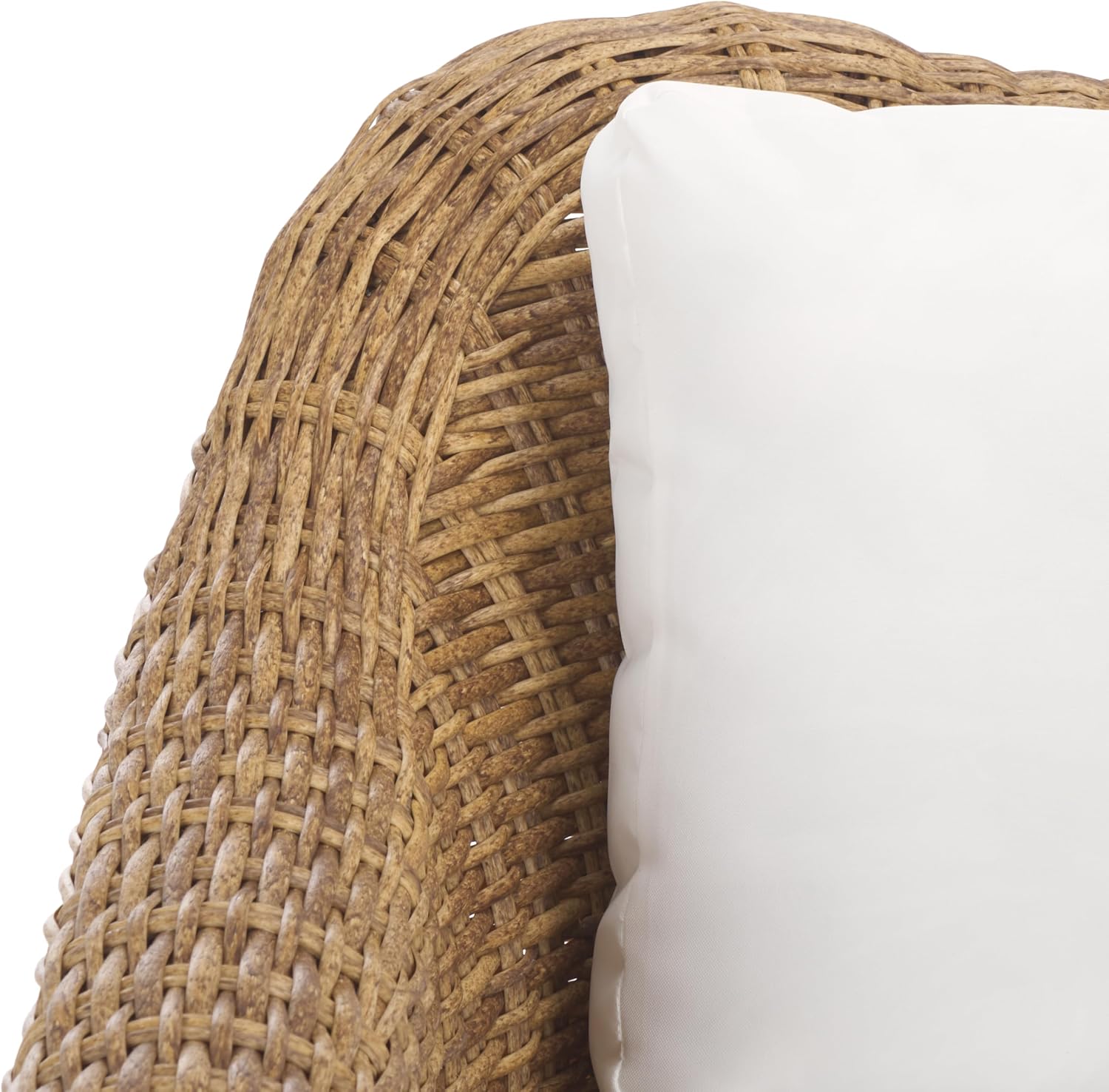 SAFAVIEH Couture Outdoor Collection Melbourne Natural/White Cushion Wicker Patio Accent Chair