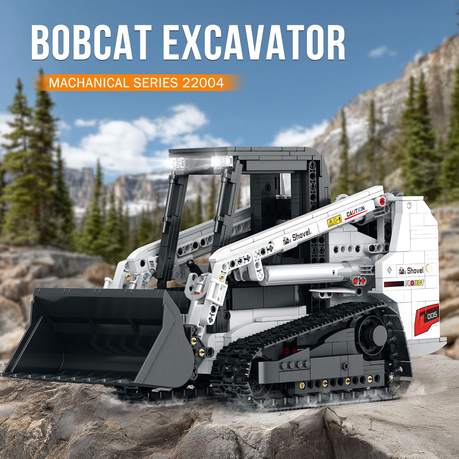 Reobrix Bobcat, set di mattoncini per adulti e ragazzi 22004, telecomando app, veicolo di ricarica, giocattolo da costruzione con modalità multiplayer da 2,4 GHz, per veicoli, regalo per collezionisti