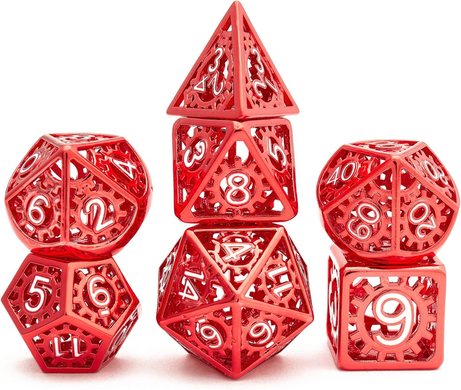 Metal Dice Set D&D, Dungeons and Dragons DND Dice Set, Retro Number Rainbow Unique Polyhedron Game Metal Dice Set