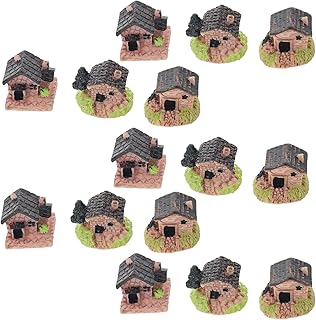 15個 ミニチュアレジン村家 多彩な色合い と 精巧な細部 家用デスクトップ装飾 微景観オーナメント