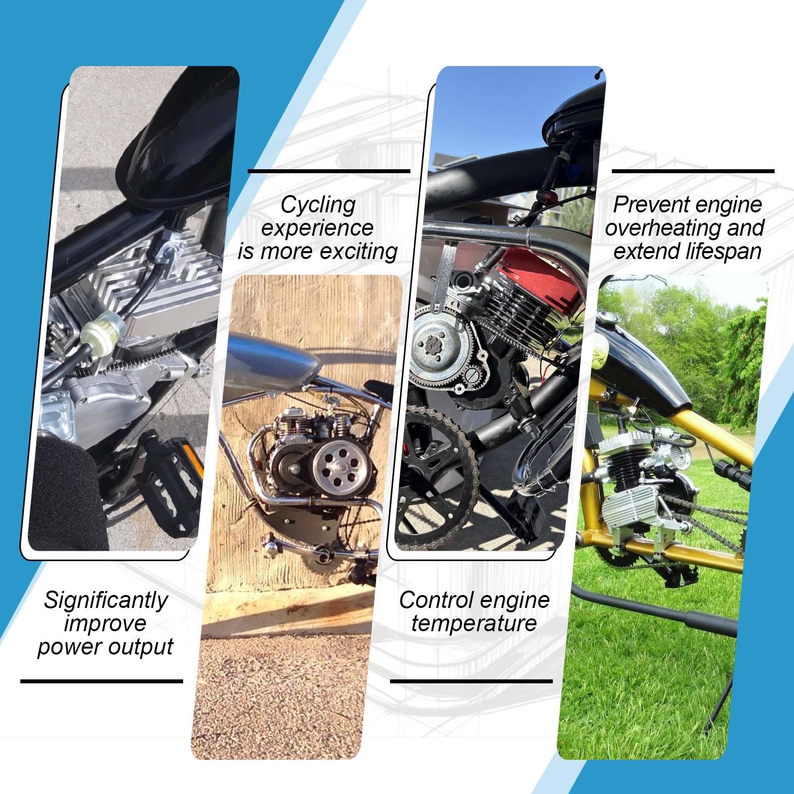 Racing CNC Cylinder Head For 66cc / 80cc Gas Motorized Bicycle Silver New