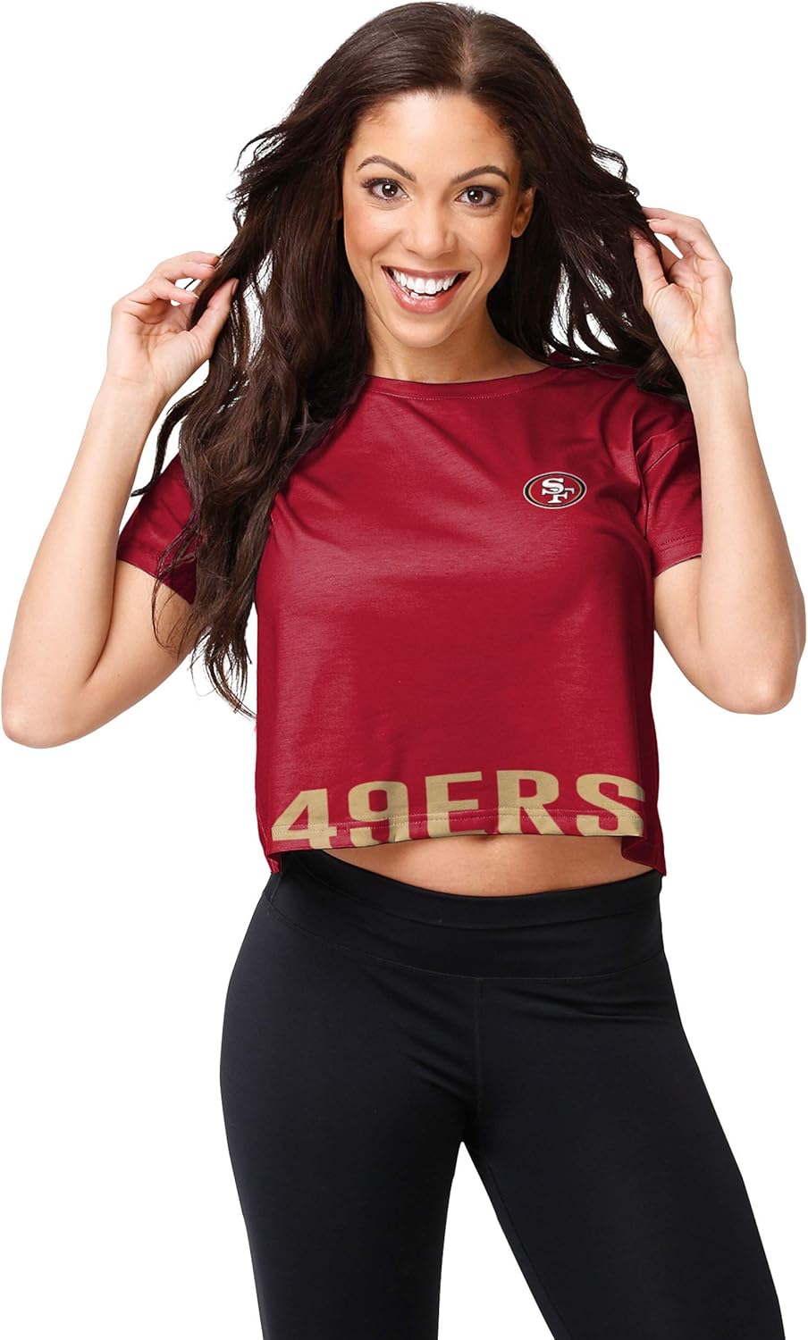 FOCO NFL Womens NFL Team Logo Ladies Bottom Line Fashion Crop Top Shirt