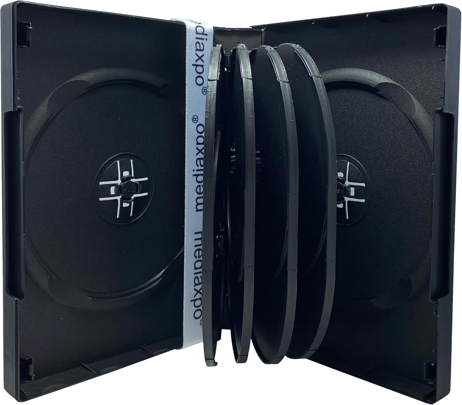 Mediaxpo Space-Saving Multi DVD Case - Holds up to 10 Discs - Clear Plastic Cover - Keep Your Media Safe and Organized (Pack of 50)