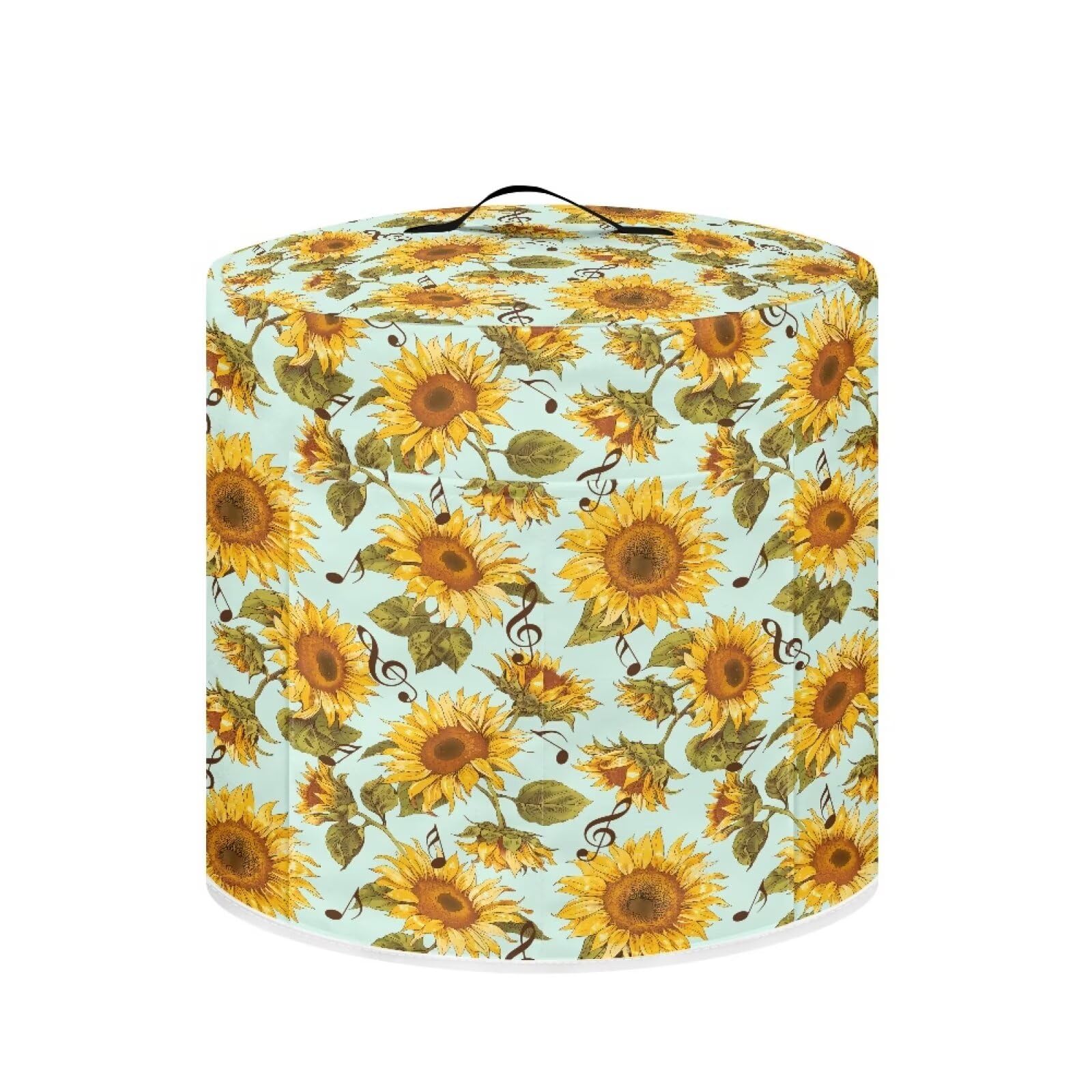 Cozeyat Sunflower Notes Pressure Cooker Air Fryer Cover,Round Pressure Cooker Dust Cover,Protective Cover with Pocket Kitchen Appliances for Electric Pressure Cooker Air Fryer Rice Cooker Steamer