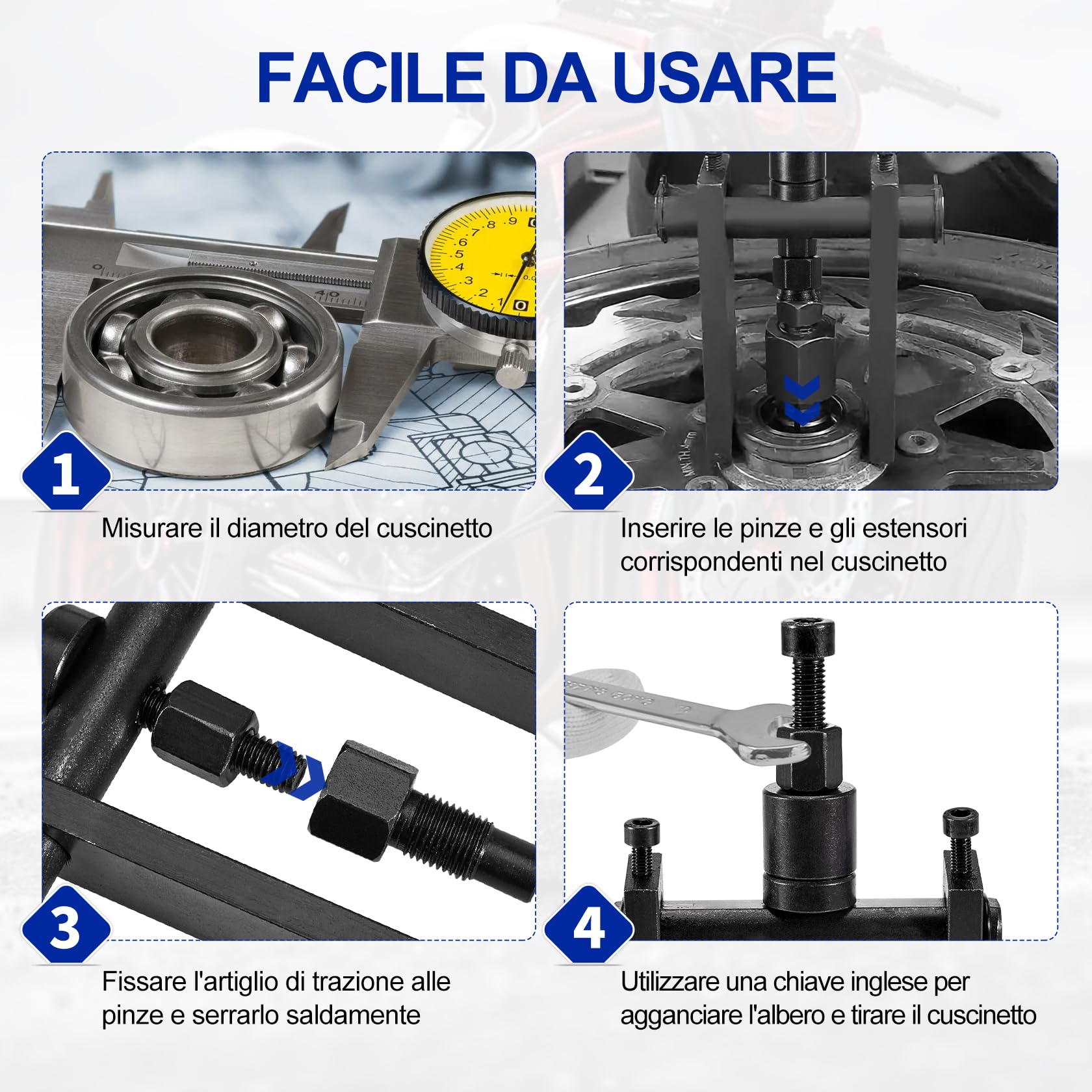 CarBole Set di Estrattori per Cuscinetti Interni per Moto,10 Pezzi,8-25 mm,Estrattore Cuscinetti Moto,Universale per Moto e Auto | con Scatola Portaoggetti