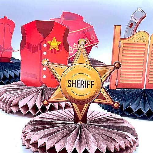 Miniatura 2 de Juego de 9 piezas de decoración de vaquero del oeste salvaje con centros de mesa de panal para fiestas temáticas del oeste, baby showers y fiestas