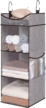 StorageWorks Hanging Closet Organizer, 3-Shelf Shelves with Top Shelf, 12" W x 12" D x 35 14"H, Mixing of Brown and Gray
