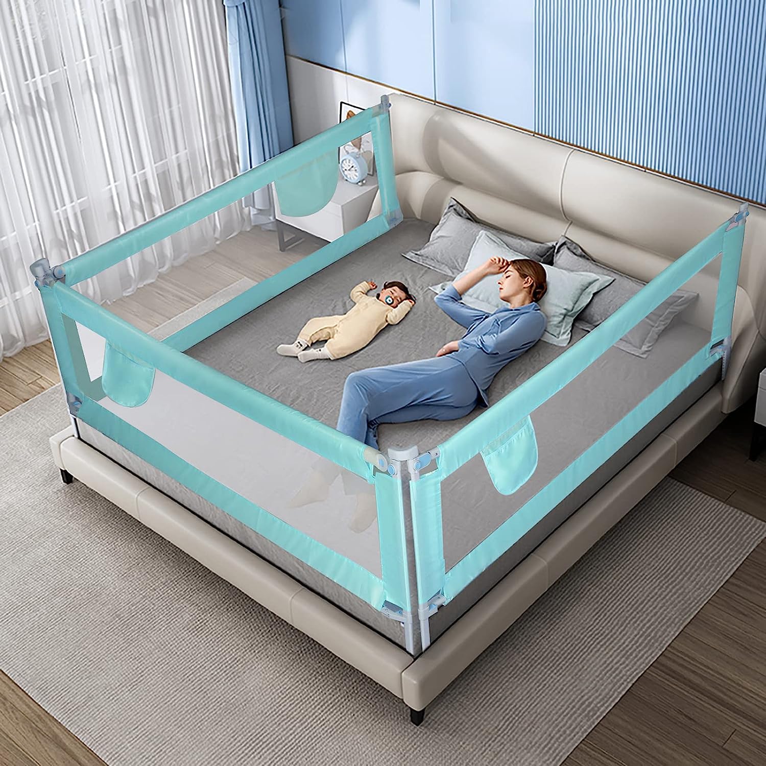 Kidsbuddy 100CM Sponde Letto Bambini, Barriera Sicurezza Regolabile con Protezione Anticaduta - Facile da Montare per Lettini Infantili,Barriera di Sicurezza Letto per Bambini,1PCS,Grigio