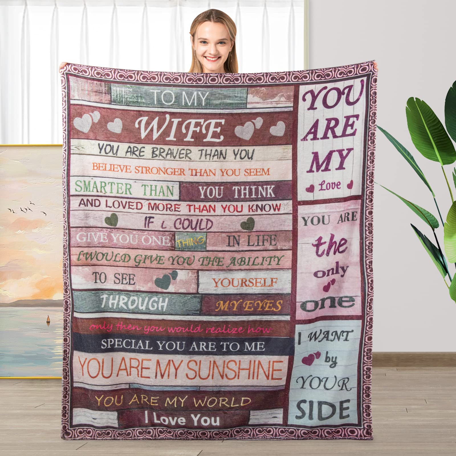 Wife Gift Blanket, Husband Give Gift for Wife, Birthday Gift for Wife, Romantic Valentine Gift for Wife Anniversary, Husband Gift for Wife Mother's Day