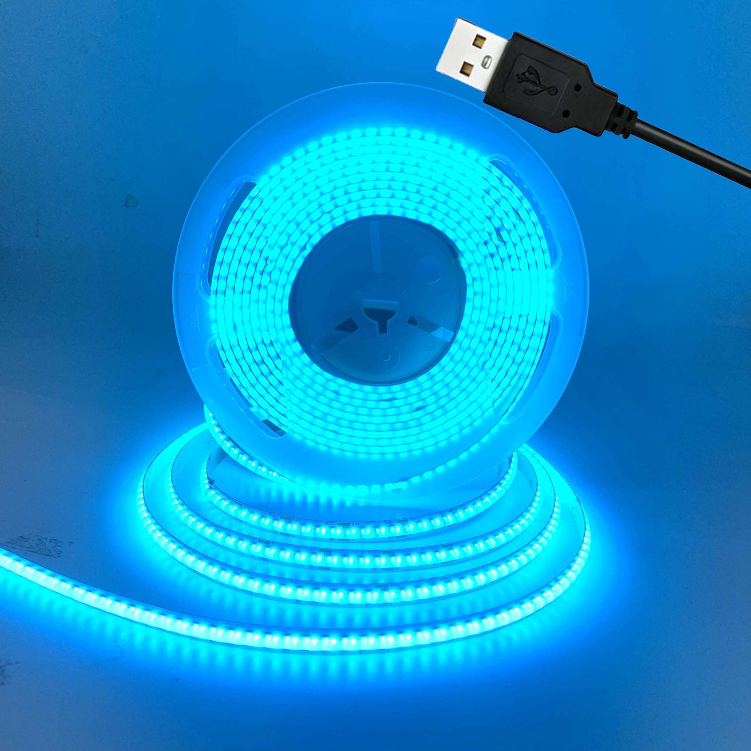 TOPXCDZ 5V USB COB LED Strip Lights for TV USB Powered LED Tape Lights Ice Blue COB Flexible Light TV Led Backlight for Bedroom Kitchen,DIY Lighting Room Decor (Ice Blue, 1M)