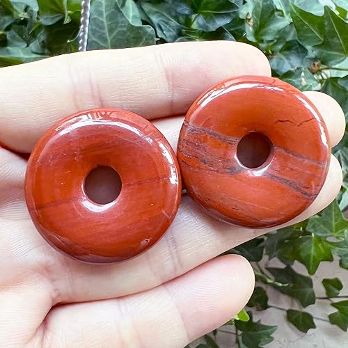 Miniatura 7 de 2 dijes colgantes de piedra preciosa con forma de donut y moneda de la suerte para hacer joyas, suministros de cuentas circulares de cristal de