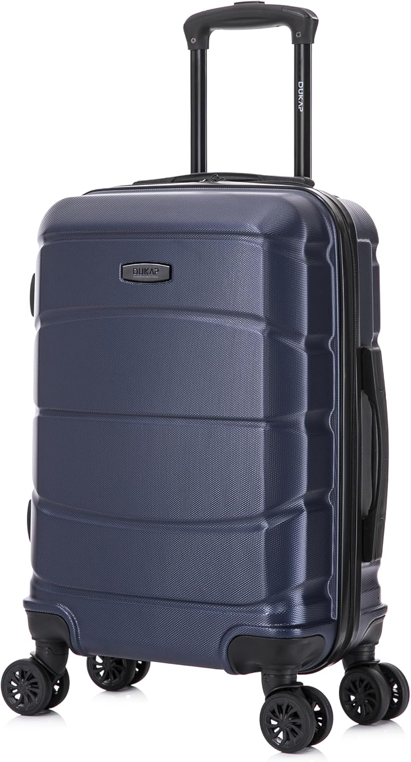 DUKAP SENSE Hardside Luggage with Spinner Wheels | 20 in Durable Lightweight Carry on Suitcase for Travel | Zipper Clouser Suit Case with Gel Handles and Trolley | Blue