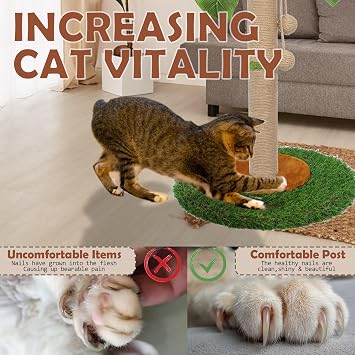 Cat Scratching Post for Indoor Cats and Kitten - 60CM Tall Cat Scratching Post with Sisal Rope, Palm Tree Scratch Post with Hanging Ball (60CM)